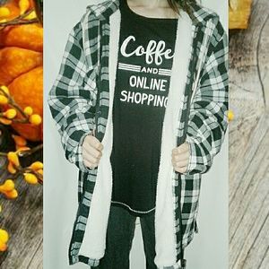 Plaid Shearling Lined Hoodie